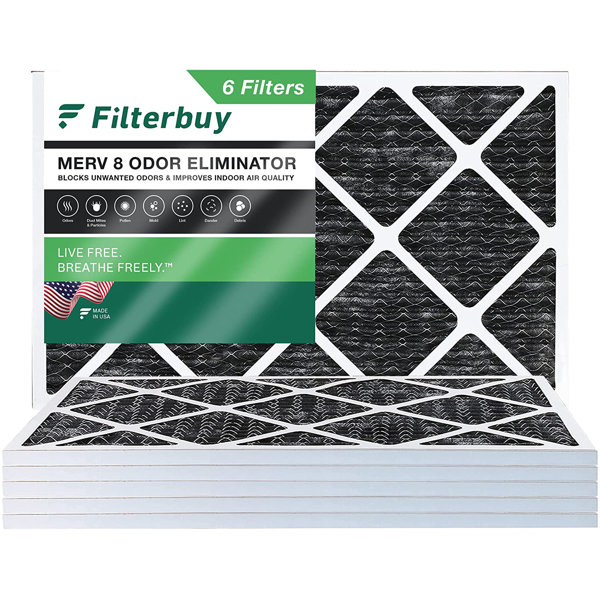 Filterbuy 16x30x1 Air Filter MERV 8 Odor Eliminator, Pleated HVAC AC